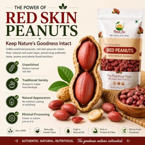 Dawn Lee Raw Desi Red Peanuts | Mildly Roasted | High Protein & Fiber | Groundnut | Moongfali | Sing Dana | Premium Fasting Snack for Navratri, Ekadashi | Non-GMO | Resealable Kraft Bag – 400g — image 2