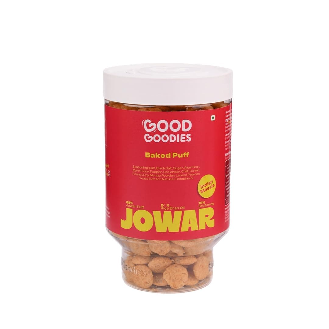 Good Goodies Baked Jowar Puff Indian Masala | Baked Not Fried | Millet-Based Snack | No Maida, No MSG, No Maltodextrin | No Artificial Colours or Preservatives | Light & Crunchy | Diet-Friendly | 100g | Pack of 1