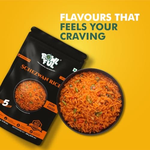 Bowlful Jain Schezwan Rice | Ready-to-Eat Meal | No Onion No Garlic | Spicy Indo-Chinese Rice | Natural Ingredients | 70g Net Weight (250g After Rehydration) | Pack of 3 | No Added Preservatives & Colours | Microwaveable — image 8