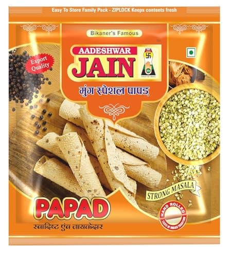 Aadeshwar Jain Moong Papad | Crispy, Spicy & Flavorful Indian Snack | Ready-to-Serve Crispy Papads | Authentic Indian Snack (400g, Light Masala) — image 8