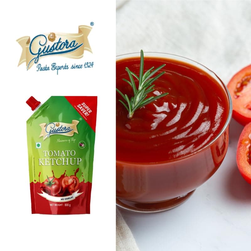Gustora Real & Natural Rich & Flavourful No Onion no Garlic Jain Tomato Sauce I Super Saver Sweet & Tangy Jain Tomato Ketchup Combo I Non-GMO I Gluten Free I Vegetarian (800 gm) — image 4