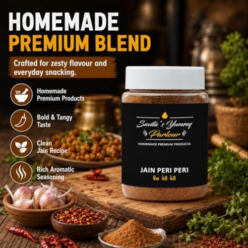 Savita’s Yummy Parlour Jain Peri Peri Masala – 100g | Homemade Premium Spice Blend | Zesty & Spicy Seasoning for Popcorn, Fries & Snacks — image 4