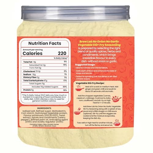 Brew Lab No Onion No Garlic Vegetable Stir-Fry Seasoning | Jain-Friendly Veg Stir Fry Masala | Healthy Asian & Chinese Style Seasoning | Multipurpose Cooking Masala – 250g — image 2