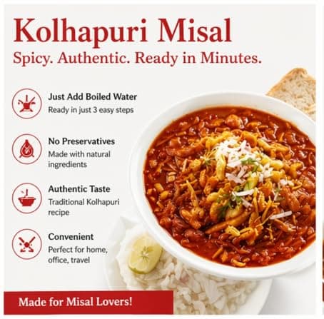 RaEat Foods Ready-to-Eat Kolhapuri Misal | Authentic Maharashtrian Spicy Curry | Just Add Hot Water | No Preservatives | Serves 3-4 — image 5