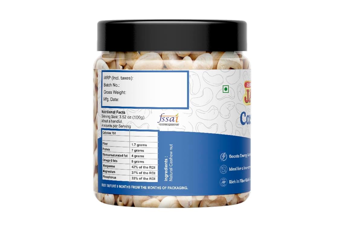 Aadeshwar Jain Cashews | Whole Cashew Nuts | Premium Kaju | Dry Fruits rich in Protein | Rich in Fibre | Healthy Snacks | 100% Natural Dry Fruit (250g) — image 2