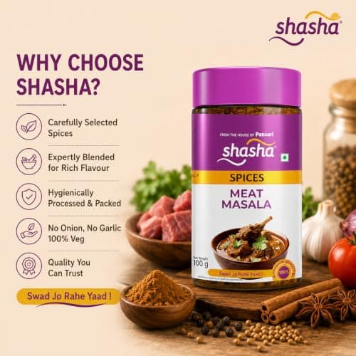 Shasha Meat Masala Powder 100g - Spice Mix for Flavorful Meat Dishes - No Onion or Garlic - From the House of Pansari — image 8