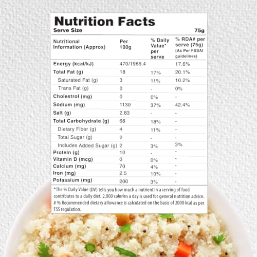 MOM - Meal of the Moment, Ghee Rava Upma with Bhujia, 75g (Pack of 5) - Ready to Eat | Instant Food | No Added Preservatives — image 5