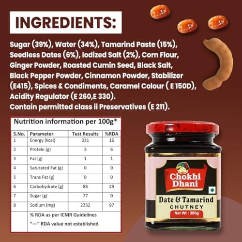 Chokhi Dhani Tamarind Date Chutney 300g | Authentic Imli Khajoor Ki Khatti Meethi Chutney | Sweet & Tangy Dip for Chaat, Samosa, Pakora & Snacks | Jain-Friendly | No Preservatives | Pack of 1 — image 2