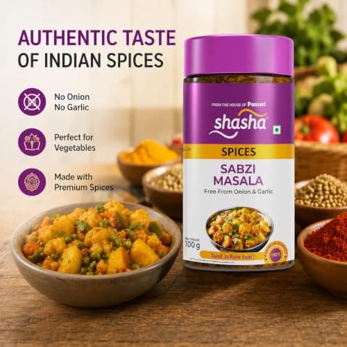 Shasha Sabzi Masala 100g - Spice Mix for Vegetables, Free from Onion & Garlic - Authentic Taste of Indian Spices — image 2