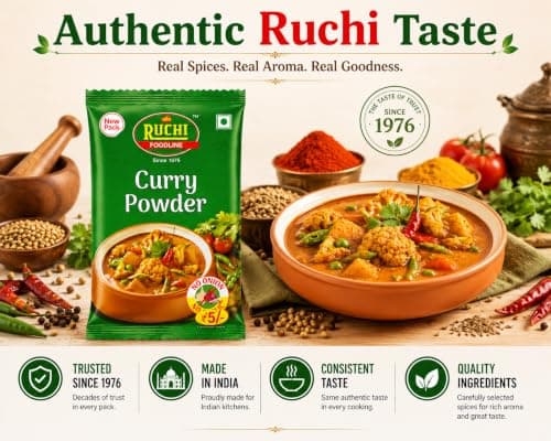 RUCHI Curry Powder Liner Authentic Indian Spice Blend 50 GM Elevate Your Dishes with Rich Flavors | 100% PURE NO ONION & GARLIC FORMULA — image 5