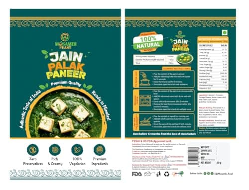 MOSAMBI FEAST Ready-to-Eat Jain Palak Paneer | 100% Natural Zero Preservatives | Rich Creamy Authentic Indian Flavors | Premium Vegetarian Ingredients — image 4