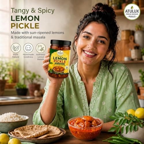 ATULUX Lime Pickle, 500 Grams, Traditional Nimbu Achar, Spicy Tangy Homemade Style, Oil Free, No Onion No Garlic — image 3