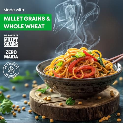 Millet Bank No Maida Foxtail Millet Hakka Noodles combo Free Masala Pack Inside, No Maida, Not Fried, No MSG, No Added Preservatives, Noodles for All Age Groups Naturally Yours ,Cup Noodles Pack of 2 180g Each — image 6