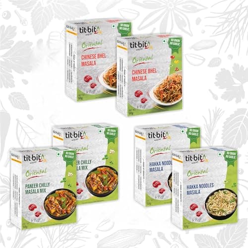 Tit-Bit Oriental - No Onion No Garlic Veg Manchurian Masala, Schezwan Fried Rice Masala, Tomato, Sweet Corn & Manchow Soup - Quick & Easy to Make - Pack of 5 (250g) — image 8