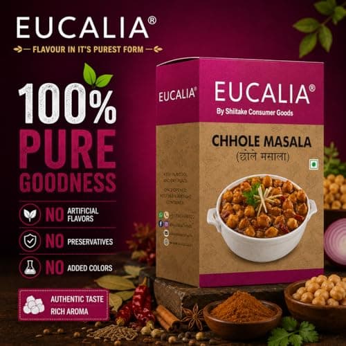 EUCALIA Chhole Masala Pack of 3 (100g) | Perfect for Chickpea Dishes | Tangy, Spicy & Aromatic Authentic Spice Blend for Chole, Chana Masala & Curries | No Preservatives | Sattvik No Onion No Garlic (NONG) — image 3