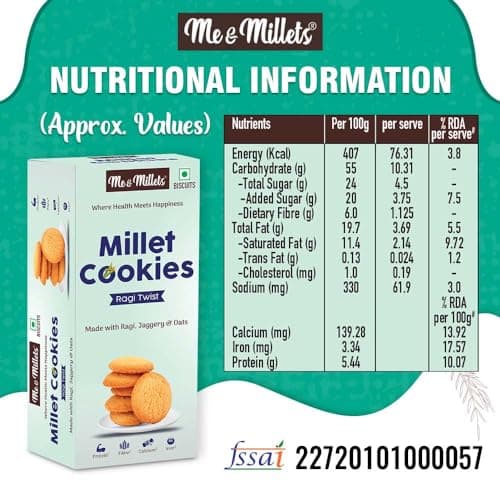 ME & MILLETS Cookies - Ragi Twist (Pack of 3, Each 75g) - Delicious Millets Biscuits, Rich In Protein & Fiber, Healthy Tea Snack (Jain Friendly) — image 2