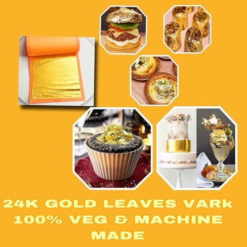 Gold Leaf 24K Edible Pure Veg Gold Leaves 6×4 inch Jambo Size 1Pc Gold Varakh for Sweets, Cake Decoration, Ice Cream, Serums, Ayurveda Medicine, Royals Foods, Jain Temple, Face Facial Spa, Nails, Etc — image 2