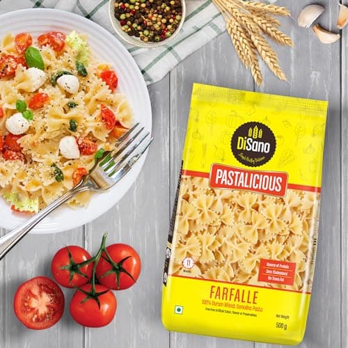 DiSano Farfalle Pasta 500g, Healthy Pasta, Made with 100% Durum Wheat Semolina, 100% Suji, No Maida, Source of Protein & Fibre, Non-Sticky — image 4