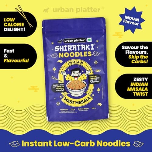Urban Platter Indian Mast Masala Shirataki Noodles, 279g (Konjac Noodle | Keto-friendly, Low-Carb, Fat-free | Zesty Indian Masala | Ready in Minutes) — image 3