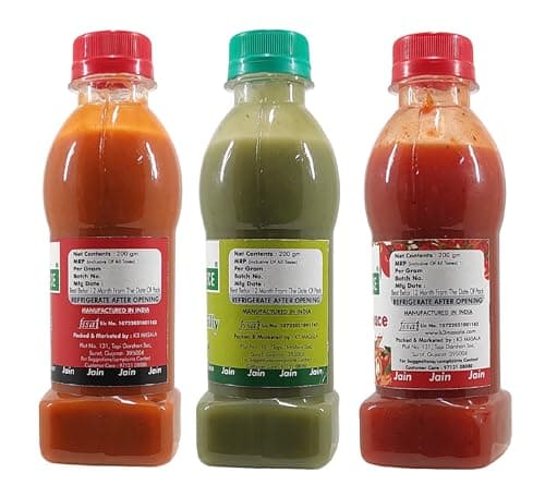 Green Piece Jain Sauce Without Onion/garlic/Potato Tomato Sauce (200gm),Green Chilli Sauce (200gm) and Red Chilli Sauce (200gm) (Pack of 3) (600 g) — image 2