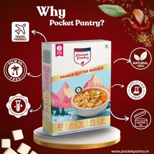 Pocket Pantry Ready to Eat Paneer Butter Masala(Jain) | Freeze Dried | Rehydrated Wt 280gm | No Palm Oil, No Preservatives | 100% Natural | Dry Wt 80g | Serves 2 |Instant Meal — image 4