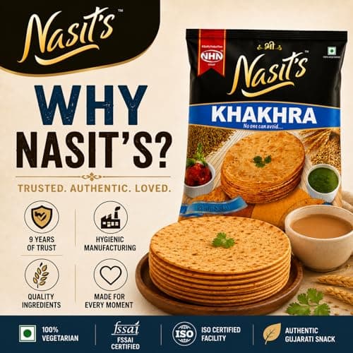 Nasit's Khakhra, Crispy Roasted Gujarati Snack, Multiple Flavors, Tea-Time Ready to Eat, 200g (Chilli Coriander) — image 5