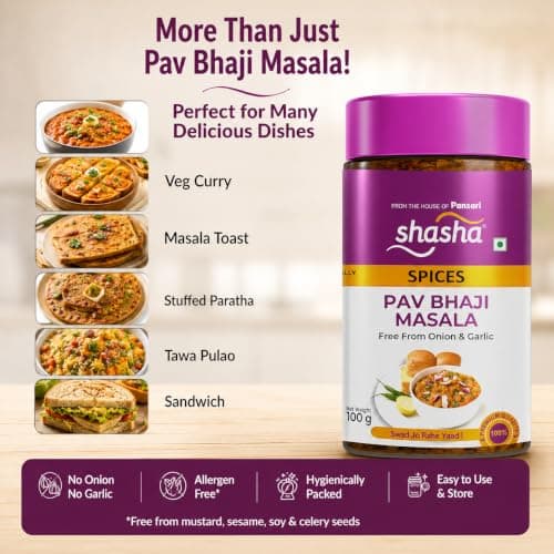 Shasha Pav Bhaji Masala 100g - Spice Mix for Authentic Pav Bhaji - No Onion or Garlic - From the House of Pansari — image 6