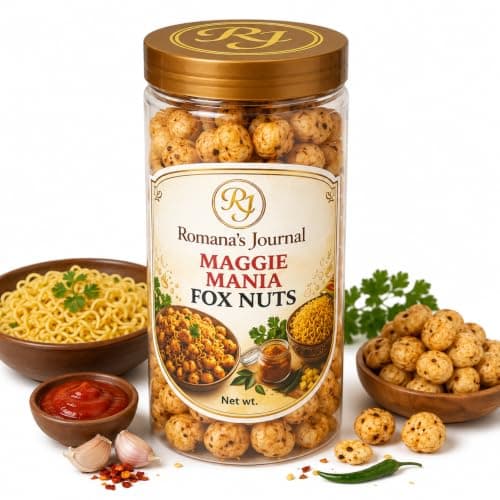 Romana's Journal Roasted Makhana (Fox Nuts) Snack | Crunchy & Flavorful Roasted Lotus Seeds | Multiple Flavor Options Available | Light Everyday Snacking Choice | Tea Time, Travel & Office Snack | Carefully Roasted (Maggie Mania) — image 4