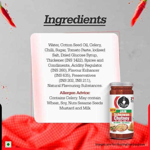 Ching's Secret Jain Schezwan Chutney, No Onion, No Garlic, Dip, Spread, Cook, Ideal for Jain Recipes and Quick Meals, 250g Jar — image 3