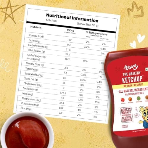 Troovy Healthy Tomato Ketchup | No Onion and No Garlic | No Processed Sugar (uses Jaggery) | 100% Chemical Free | No Preservatives | No MSG | No Sodium Benzoate | All Natural Ingredients | Contains Minerals like Iron | Tastes like Regular Tomato Ketchup | Pack of 2 — image 2