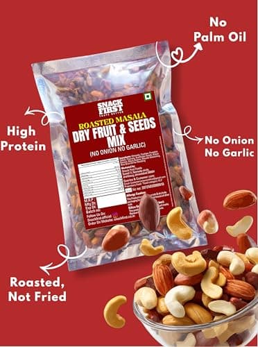 Snack First Roasted Masala Dry Fruit & Seeds Mix | No Onion No Garlic | No Palm Oil | 400G | masala dryfruit mixture | mixed dry Fruit & seeds | Almonds | Black Raisins | Cashewnuts | Pumpkin Seed | Sunflower Seed |Peanuts | Green Raisins | 7 In 1 Super Foods | Vitamin E | High protein | Healthy Snack, Gym Snack | — image 3