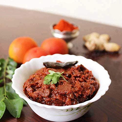 Sitara Foods Jain Tomato Pickle Without Garlic Tamota Aachar Home Made 500 Grams pack — image 3
