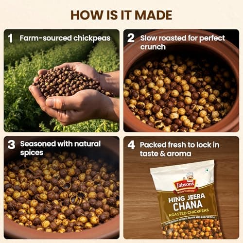 Jabsons Roasted Chana Hing Jeera | Contains Black Chana, Chilli Powder, Indian Spices for Flavour | 100% roasted | Gluten-Free Crunchy Protein Snacks | Bhuna Chana Masala with Iodized Salt | No Onion No Garlic | 150g — image 6