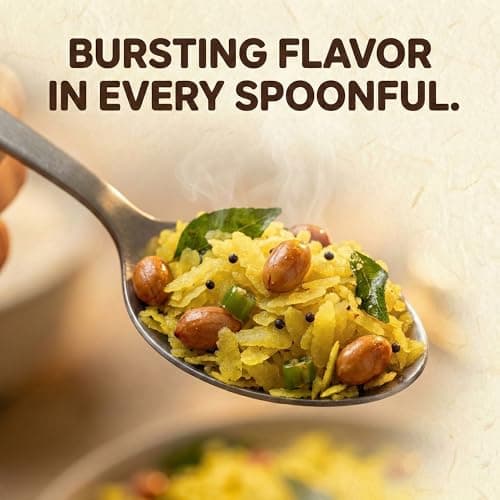 Ella Foods Probiotic Instant Poha Ready To Eat | 40% Less Sodium | Flavorful Rice Flakes, Peanuts, Mustard Seeds, Curry Leaves & Green Chilies | No Preservatives Pack of 2 (65g Each) | Instant Food — image 3
