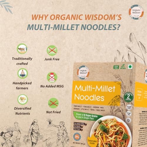 Organic Wisdom-Back to Roots Multi Millet Vegan Noodles | 384 Gm(Contains 2 Packs)| Made With 8 Super Grains | Not Fried - Sun Dried | Junk Free | No Maida, Msg or Refined Oil — image 2