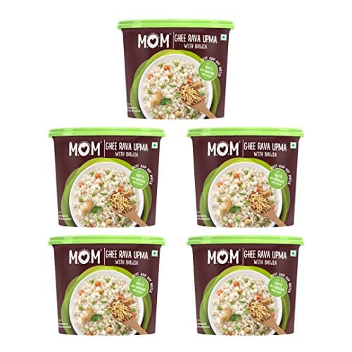MOM - Meal of the Moment, Ghee Rava Upma with Bhujia, 75g (Pack of 5) - Ready to Eat | Instant Food | No Added Preservatives