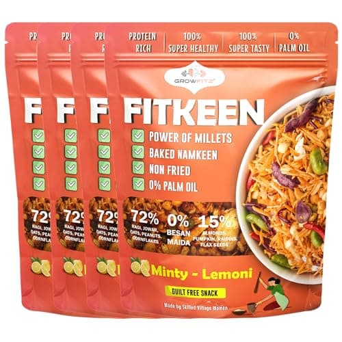 Growfitz Baked Namkeen Mixture 200g | Minty Lamoni Flavor | Power of Millets, Non Fried, 0% Palm Oil | 12.4g Rich Protein | Super Tasty, Healthy & Guilt Free Snacks | 0% Maida & Besan (Pack of 1) — image 8