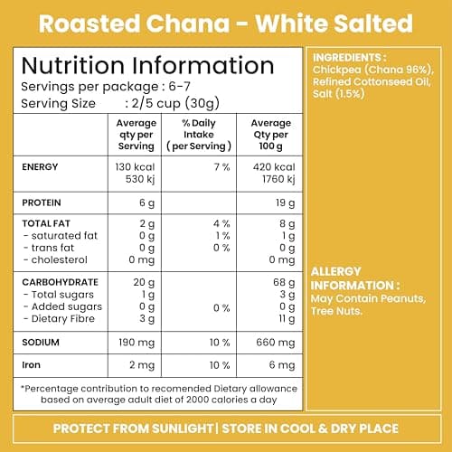 Jabsons Roasted Chana Mahabaleshwar White, 200gm | 100% Roasted | No Onion No Garlic | Desi Chana Namkeen Snacks Gluten-Free | Crunchy Protein Snacks Bhuna Chana Ready to Eat — image 3
