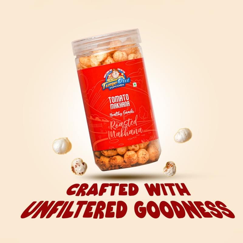 Time Out Popcorn Jain Tomato Flavour Roasted Makhana 70g, Crunchy Spicy Foxnuts — image 7