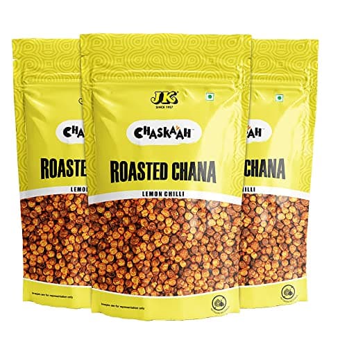 Chaskaah Lemon Chilli Chana 600g (200gx3) by JK | Bhuna Chana | Roasted Masala Chickpeas | Roasted Chana | NO MSG | Vegan | Not Fried | Jain