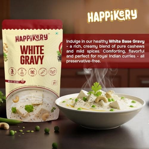 Happikery Royal Jain Twin Combo- White Gravy 100gm & Jain Gravy 100gm | No Preservatives | Quick & Easy Curry Mix | Ready To Eat in 3 Minutes — image 3