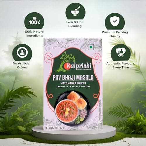 KALPRISHI Pav Bhaji Masala Powder 100g - Authentic Mumbai Street Style Masala, Spicy Tava Mix for Pav Bhaji, Snacks, Tadka & More, Natural Oils, No Preservatives, Rich Aroma & Taste, Pack of 1 — image 3