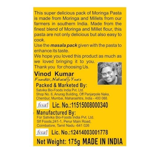 Naturally Yours Moringa Macaroni Pasta | Shigru Leaf, Millet & Whole Wheat | No Maida, Not Fried | No Onion No Garlic, Jain Friendly | High Protein | Ready in 5 Minutes | 175g Pack — image 7