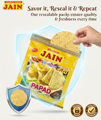 JAIN Papad Moong Dal Special Strong Masala, 400g, 10 Inch, Handmade — image 4
