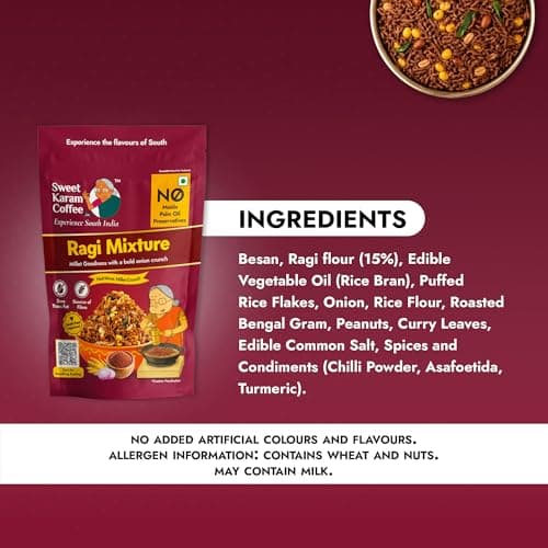 Sweet Karam Coffee Ragi Mixture - 95g | No Palm Oil or Preservatives | Authentic South Indian Savory Snack | Crispy Tea-Time Namkeen | Healthy Millet Mixture — image 3