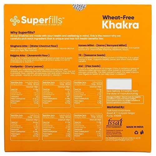 Superfills Wheat-Free (Gluten Free) Flavour Khakra Ready to Eat | 100% Natural Ingredient |Gujarati Healthy Snack | Wheat -Free | No Garlic & No Onion | (Khakhra-pudina_200gm, Pack of 4) — image 2