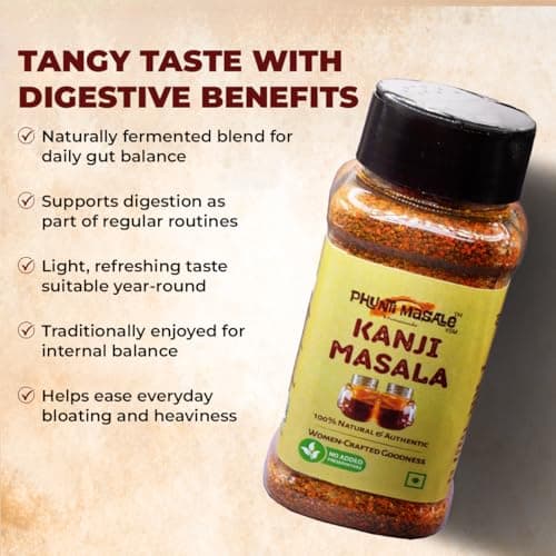 Phunti Masale Kanji Masala Powder | Traditional Indian Probiotic Drink Mix | 100g | No Preservatives | No Onion No Garlic | Gut Health Fermented Drink Spice Mix | Makes 6-7 litres of Kanji — image 3