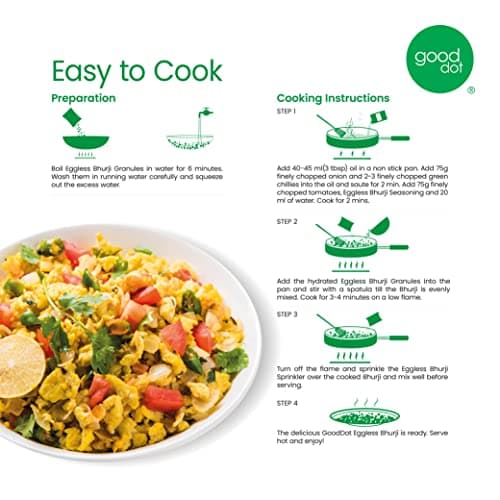 GoodDot Eggless Bhurji Kit – Plant-Based Vegan Protein Bhurji – Ready to Cook – No Egg, No Cholesterol – High Protein Soy Bhurji – Healthy Indian Breakfast Mix – 100g — image 5