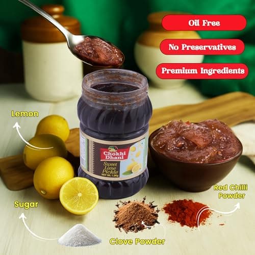 Chokhi Dhani Sweet Lime Pickle 1.2kg | Homemade Tangy & Spicy Nimbu Achar | Traditional Indian Lemon Pickle Without Onion & Garlic | Oil Free | Authentic Taste — image 4