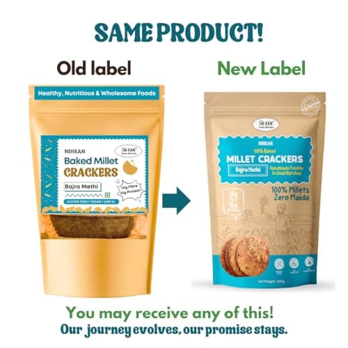 NIHKAN Bajra Millet Crackers - Gluten free | No Maida | High protein | High Fibre - Handmade & baked | Healthy Millet snack | Chai time guilt free snacks - No Preservatives & No Baking soda - 100g (Bajra Methi Flavour) — image 3